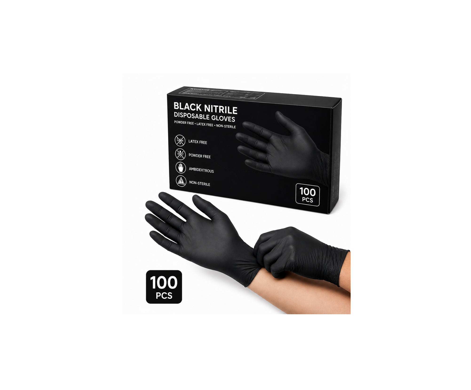 Black Nitrile Disposable Gloves – 100 Pieces