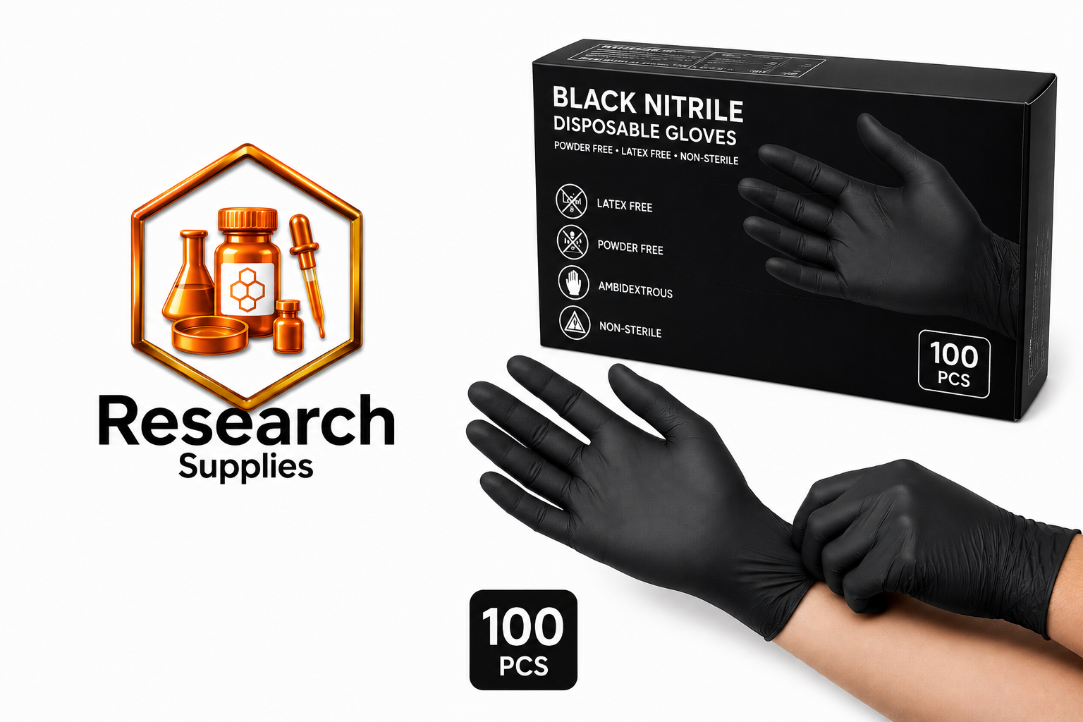 Black Nitrile Disposable Gloves – 100 Pieces